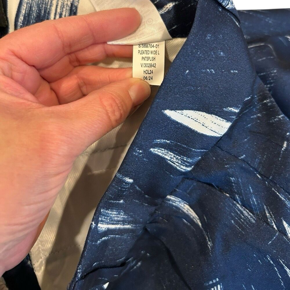 Banana Republic Brush Stroke Print Blue Relaxed Trouser Wide Leg Pants Sz 8 NWT - Picture 13 of 13